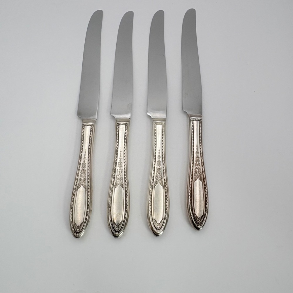 Vintage Oneida Wm Rogers Ramona Lakewood Brentwood 4 Dinner Knives 9" Long